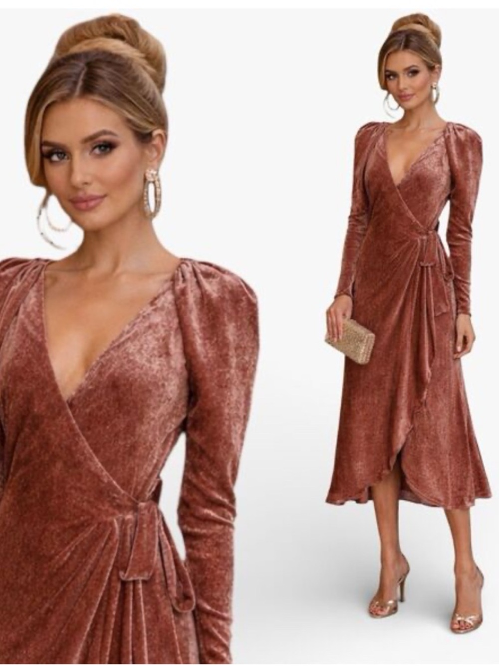 Tanya Taylor Velvet Wrap Maxi Dress